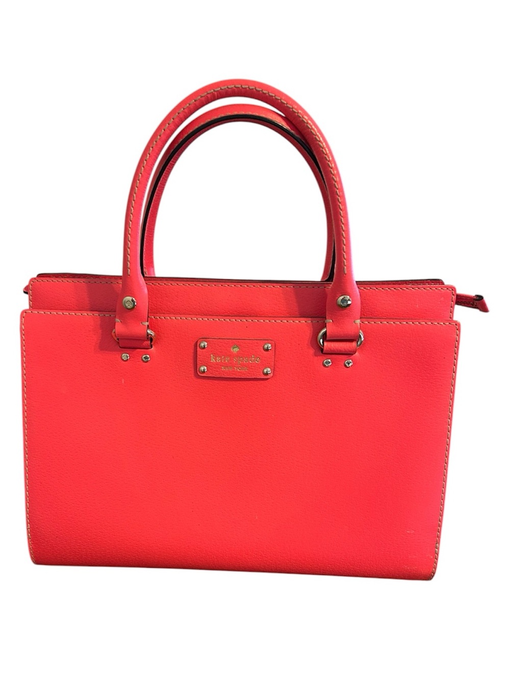 🩷🧡NWOT Kate Spade Wellesley Durham Satchel Handbag - Neon Coral Pink + Dust Bag